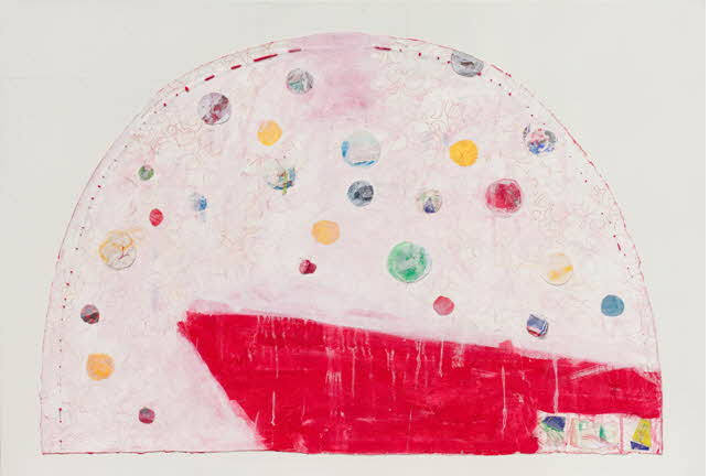 dancers in the red garden 1, 80x119cm, combined media on Korean tradiotional paper