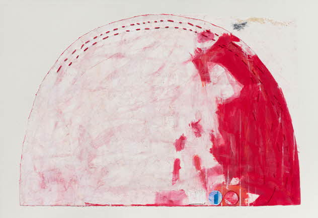 dancers in the red garden 4, 80x119cm, combined media on Korean tradiotional paper